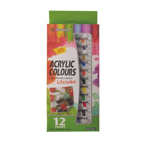 رنگ اکریلیک 12 رنگ مدل رنگارنگ کد 2 حجم 9 میلی لیتر