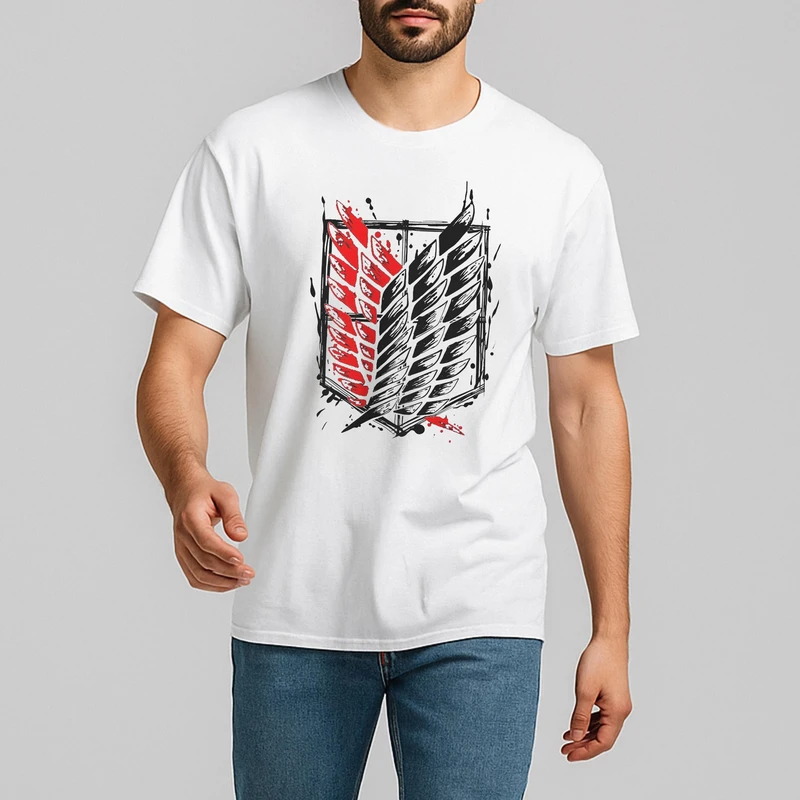 تی شرت آستین کوتاه مردانه مدل انیمه ای هنگ شناسایی اتک ان تایتان کد anm246