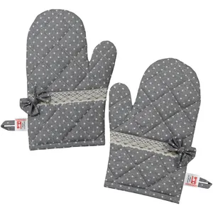 دستکش فر منسوجات خسروشاهی برتر مدل کلاسیک طرح خالدار  کد DASK34 بسته 2 عددی