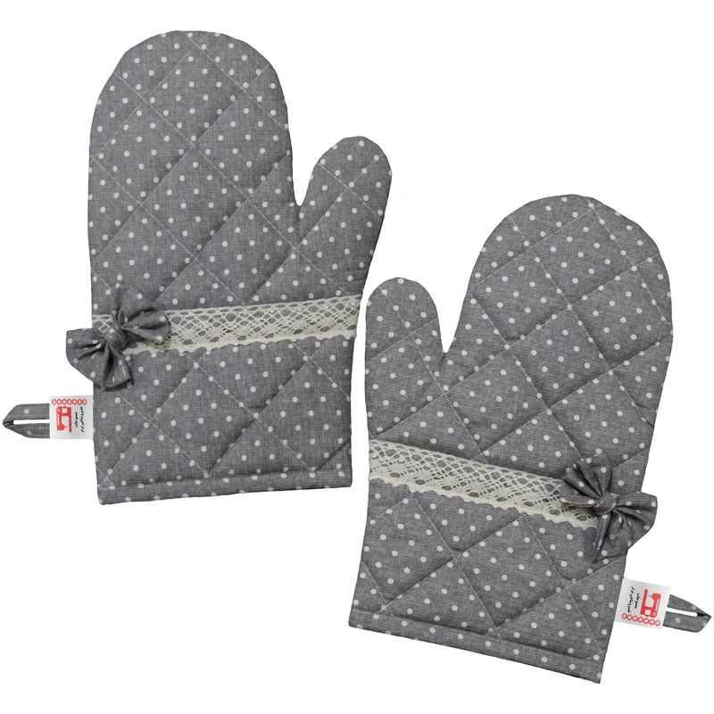 دستکش فر منسوجات خسروشاهی برتر مدل کلاسیک طرح خالدار  کد DASK34 بسته 2 عددی