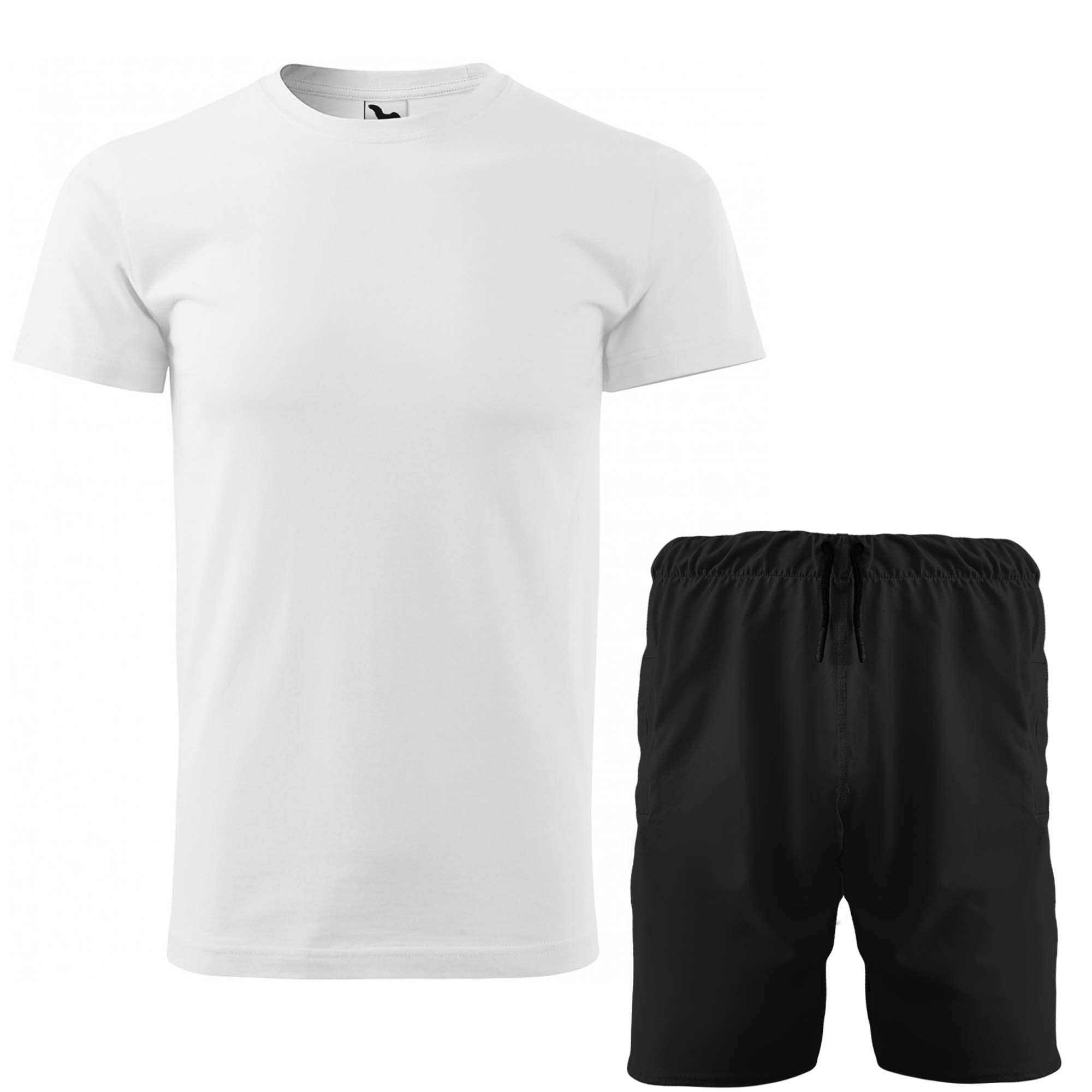 ست تی شرت و شلوارک مردانه مدل 14010719 رنگ سفید