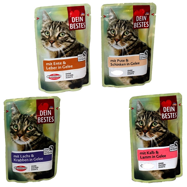 پوچ گربه دین بستس مدل طعم گوشت در ژله وزن 400 گرم مجموعه 4 عددی