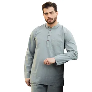 پیراهن الیافی مردانه مدل چهار دکمه رنگ فیلی 