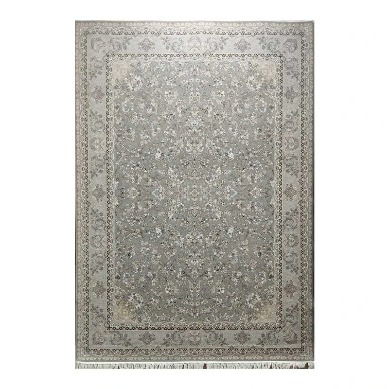 فرش ماشینی 700 شانه فرش زمرد مشهد زمینه طوسی حاشیه طوسی مدل 40201