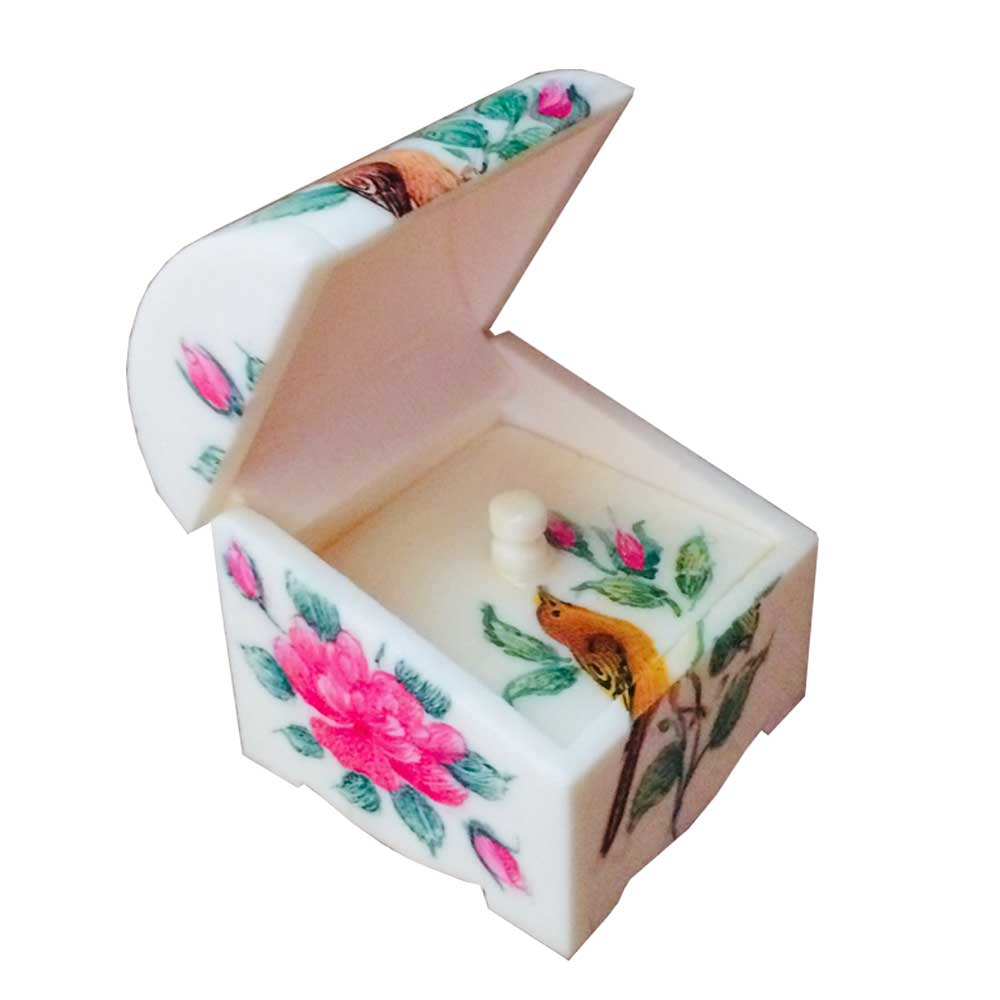 جعبه جواهرات استخوانی طرح گل و مرغ کد B 229