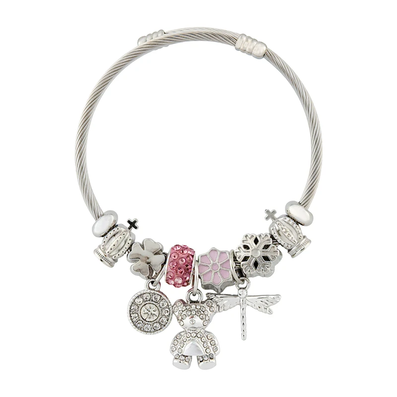 دستبند النگویی زنانه مدل پاندورا طرح خرسی کد 2152