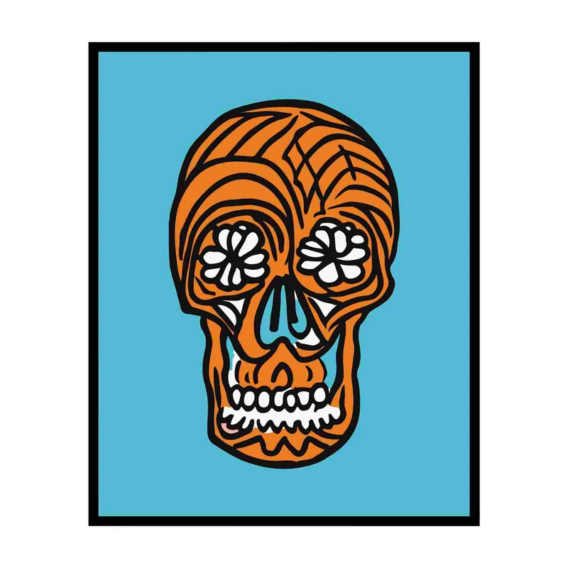 پوستر مدل جمجمه با چشمان گلدار