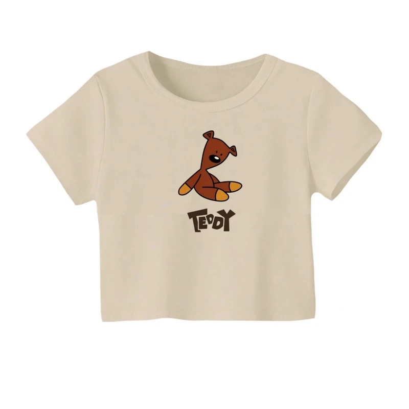 کراپ‌ تی‌شرت آستین کوتاه زنانه مدل تدی مستربین