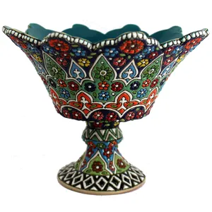 شکلات خوری میناکاری دست نگار مدل هشتی پایه دار