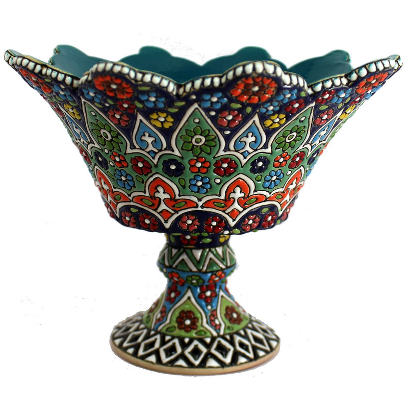 شکلات خوری میناکاری دست نگار مدل هشتی پایه دار
