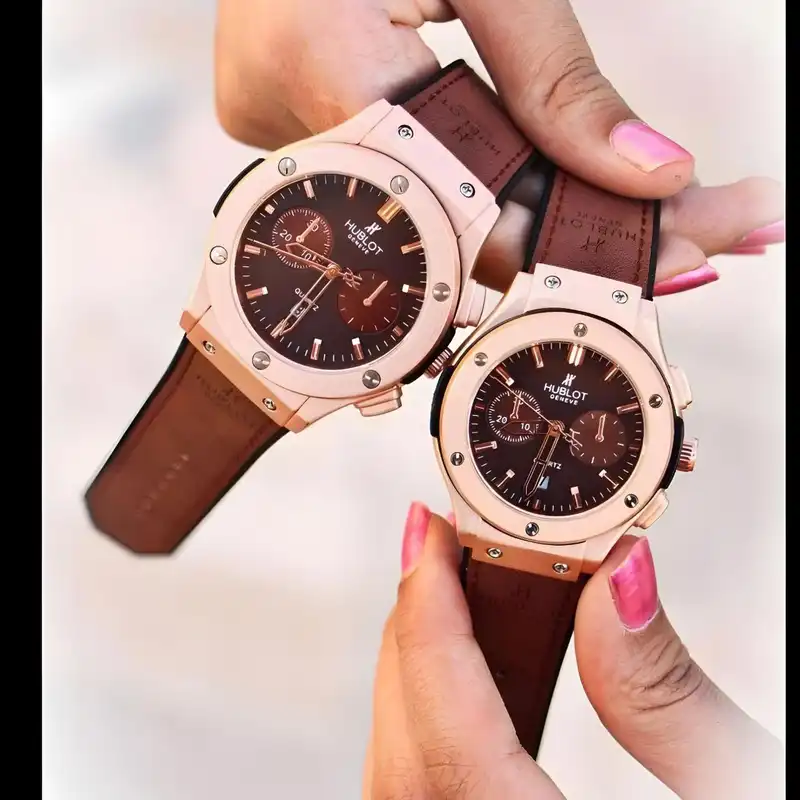 ست ساعت مچی عقربه ای زنانه و مردانه  مدل Tak_motor_brn04