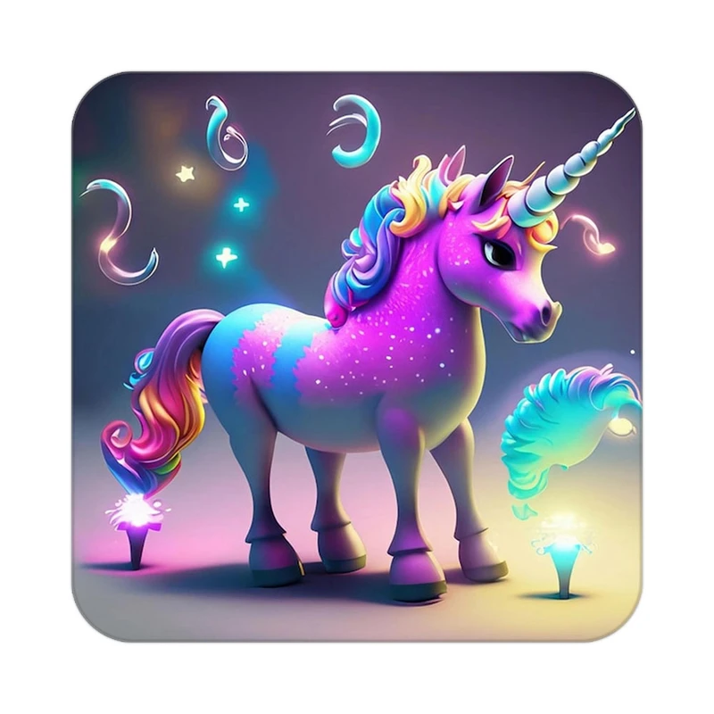 زیر لیوانی کاکتی طرح اسب تک شاخ و یونیکورن مدل mp28958