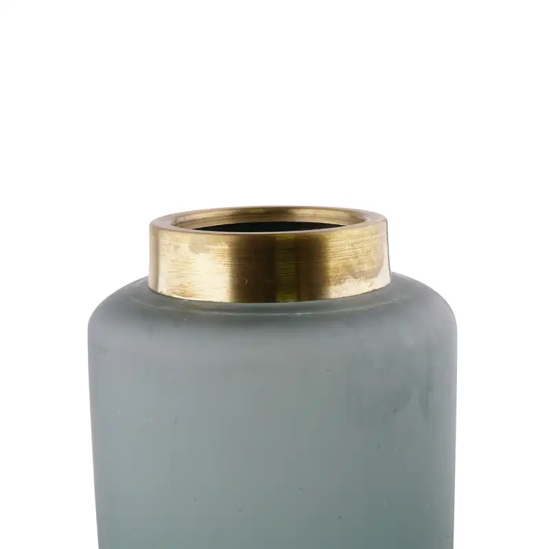 گلدان شیشه ای مدل استوانه طرح طوق دار مات