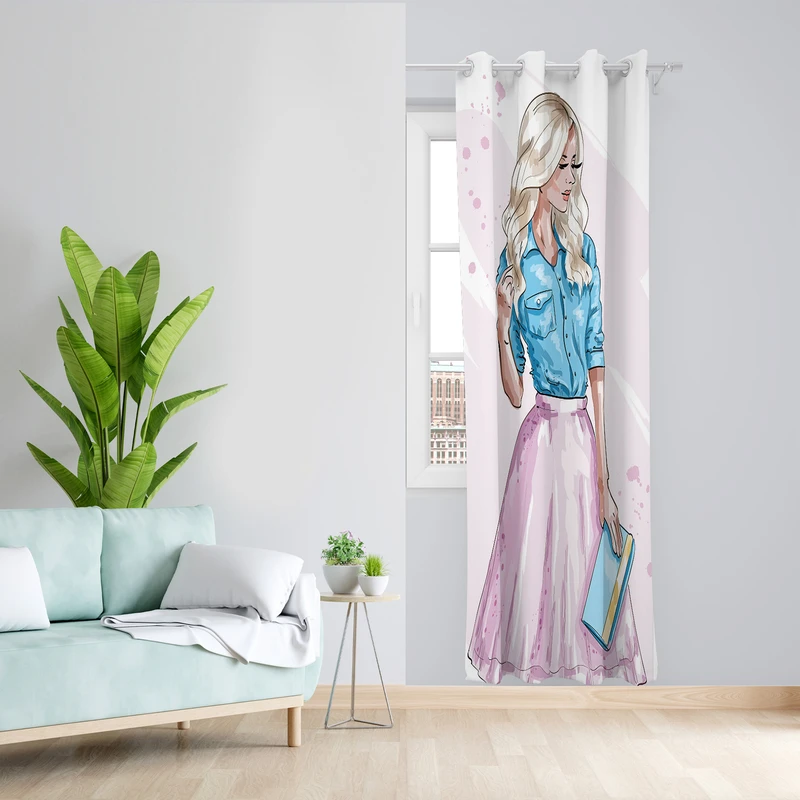 پرده طرح کودک مدل مخمل پانچی کد L 1736 Z سایز 140x200 سانتی متر