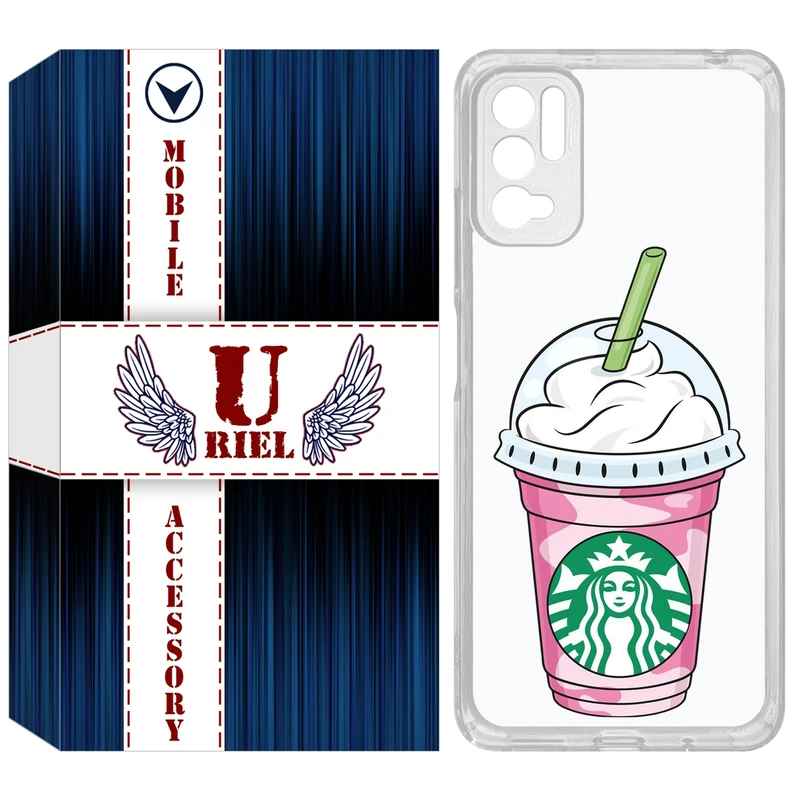 کاور یوریل مدل Clear کد 55 طرح استارباکس مناسب برای گوشی موبایل شیائومی Redmi Note 10 5G / Note 11SE / Poco M3 Pro