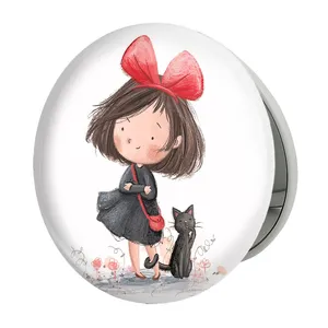 آینه جیبی خندالو طرح دخترونه مدل تاشو کد 5498 