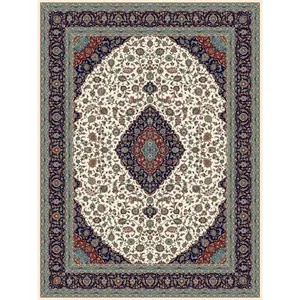 فرش ماشینی ساوین طرح کاشان کد 4510 زمینه کرم
