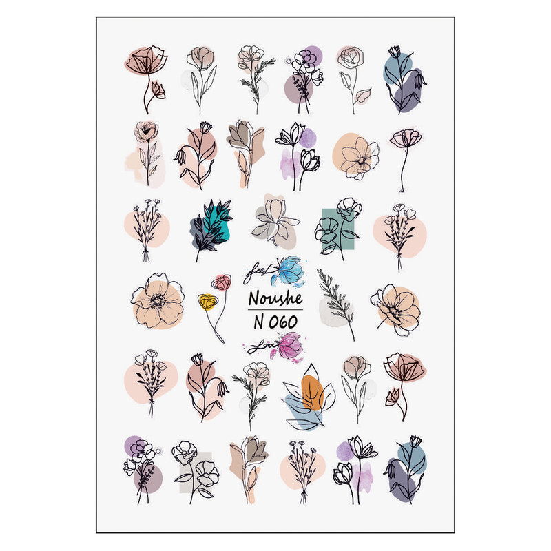 برچسب لنز ناخن مدل گل کد N017-18-52-60 مجموعه 4 عددی