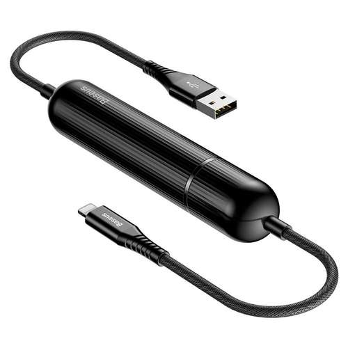 کابل تبدیل USB به Lightning و پاوربانک باسئوس مدل two in one به طول 1.2 متر