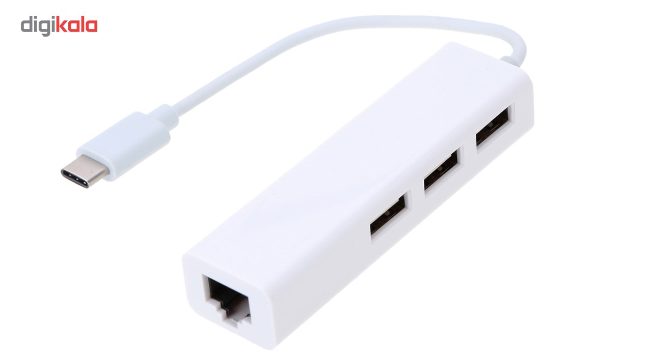 هاب USB-C به USB2.0/Ethernetسه پورت مدل YS-LAN26