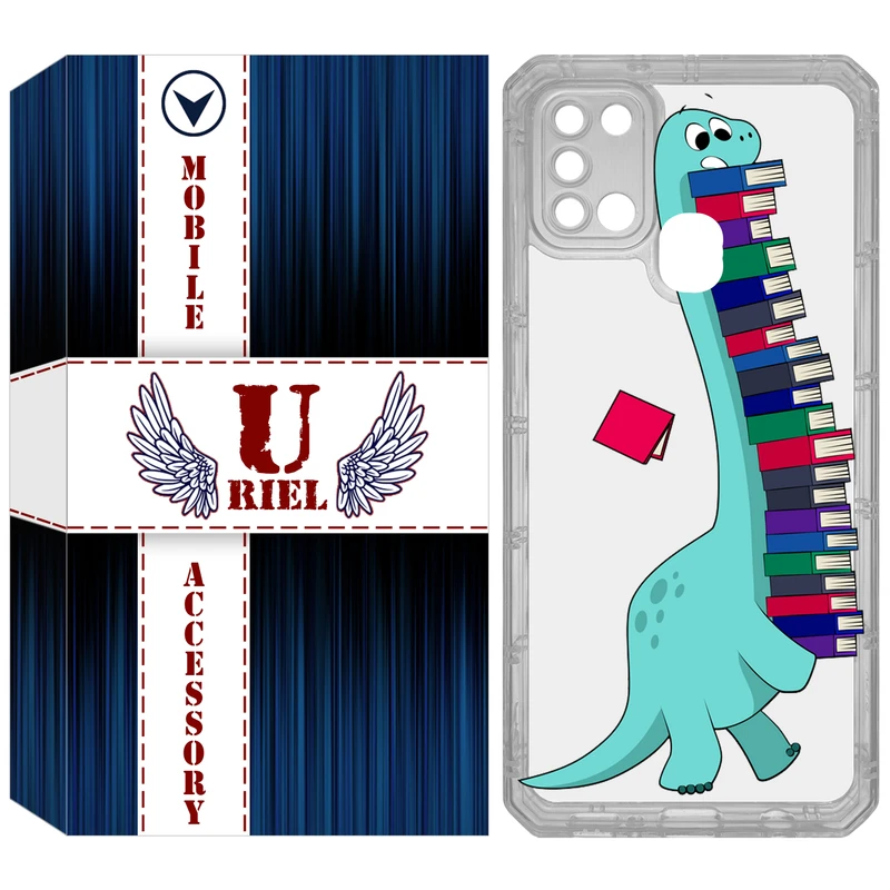 کاور یوریل مدل Clear کد 17 طرح دایناسور کتابخوان مناسب برای گوشی موبایل سامسونگ Galaxy A21S