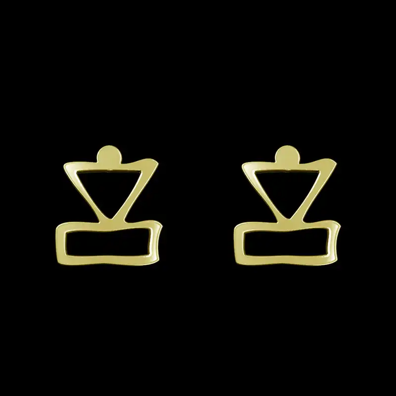 گوشواره طلا 18 عیار زنانه مدوپد مدل هندسی کد GA1-16117