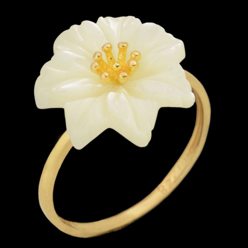 انگشتر طلا 18 عیار زنانه طلای مستجابی مدل گل صدف  کد 670182
