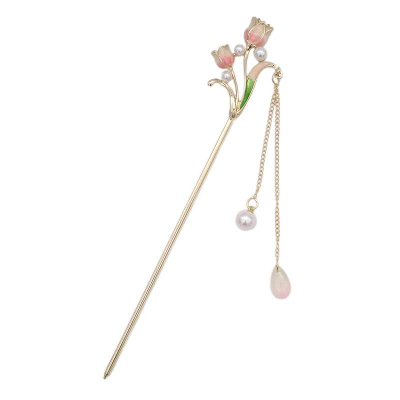 گیره مو زنانه مدل کانزاشی گلهای لاله کد brg 1301