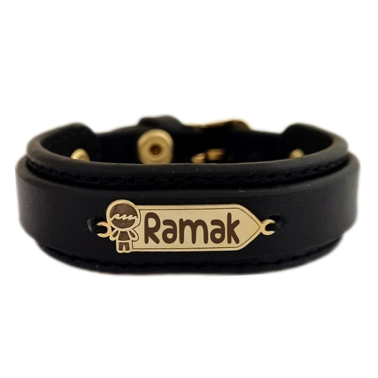 دستبند طلا 18 عیار بچگانه لیردا مدل اسم رامک KDK -  - 1