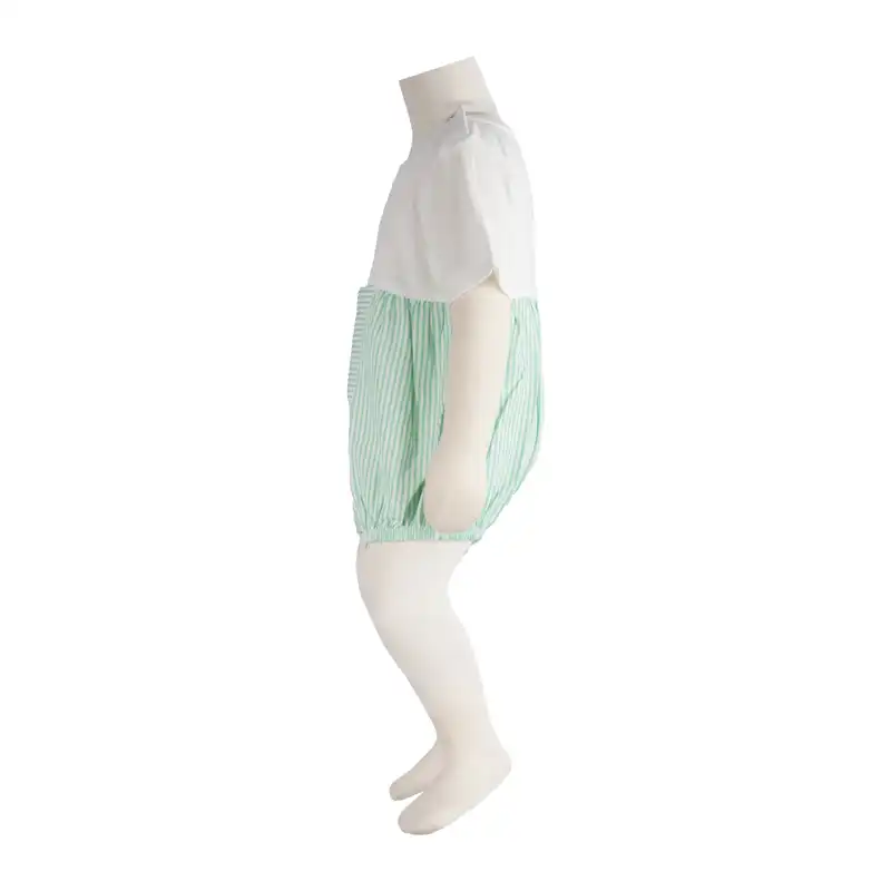 بادی آستین کوتاه نوزادی آدمک مدل راه راه نساجی کد 170030 رنگ سبز