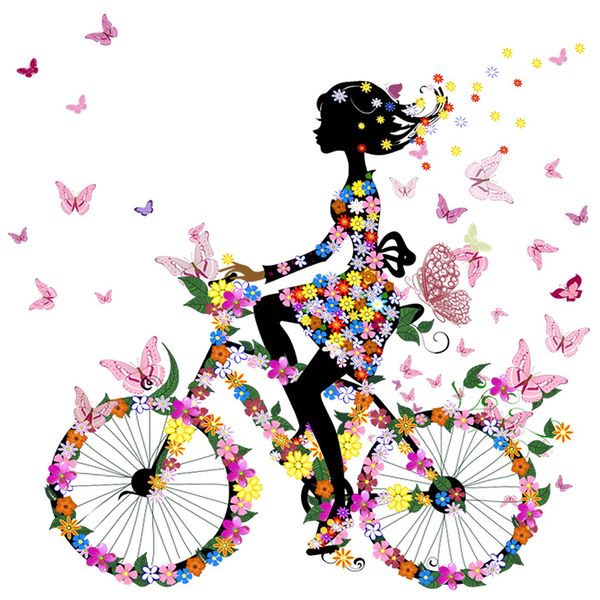 استیکر دیواری ژیوار طرح دختر دوچرخه سوار