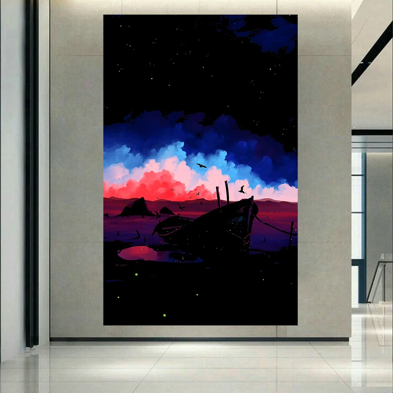 تابلو بوم طرح قایقی در رودخانه مدل Art کد AR8070