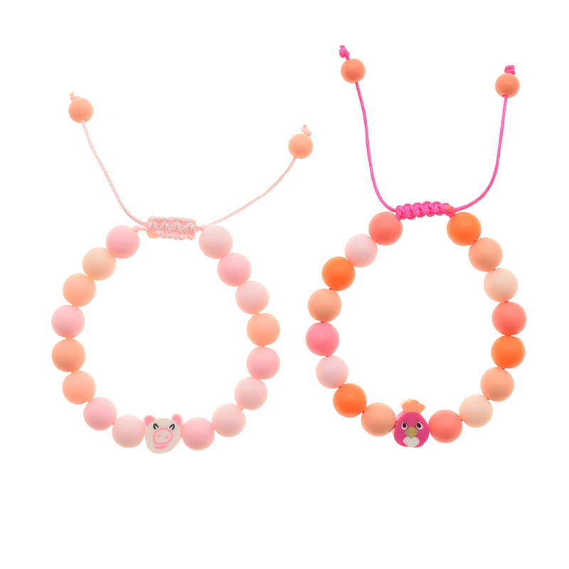 دستبند دخترانه دلنار گالری مدل حیوانات بامزه بسته 2 عددی