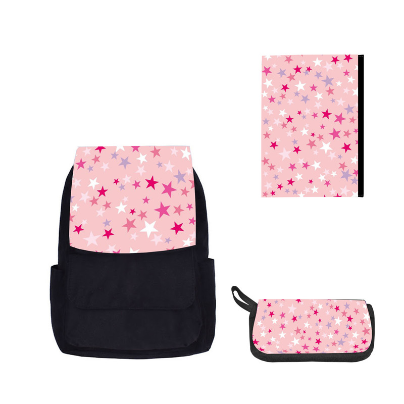 کوله پشتی مدل ستاره به همراه جامدادی و کلاسور