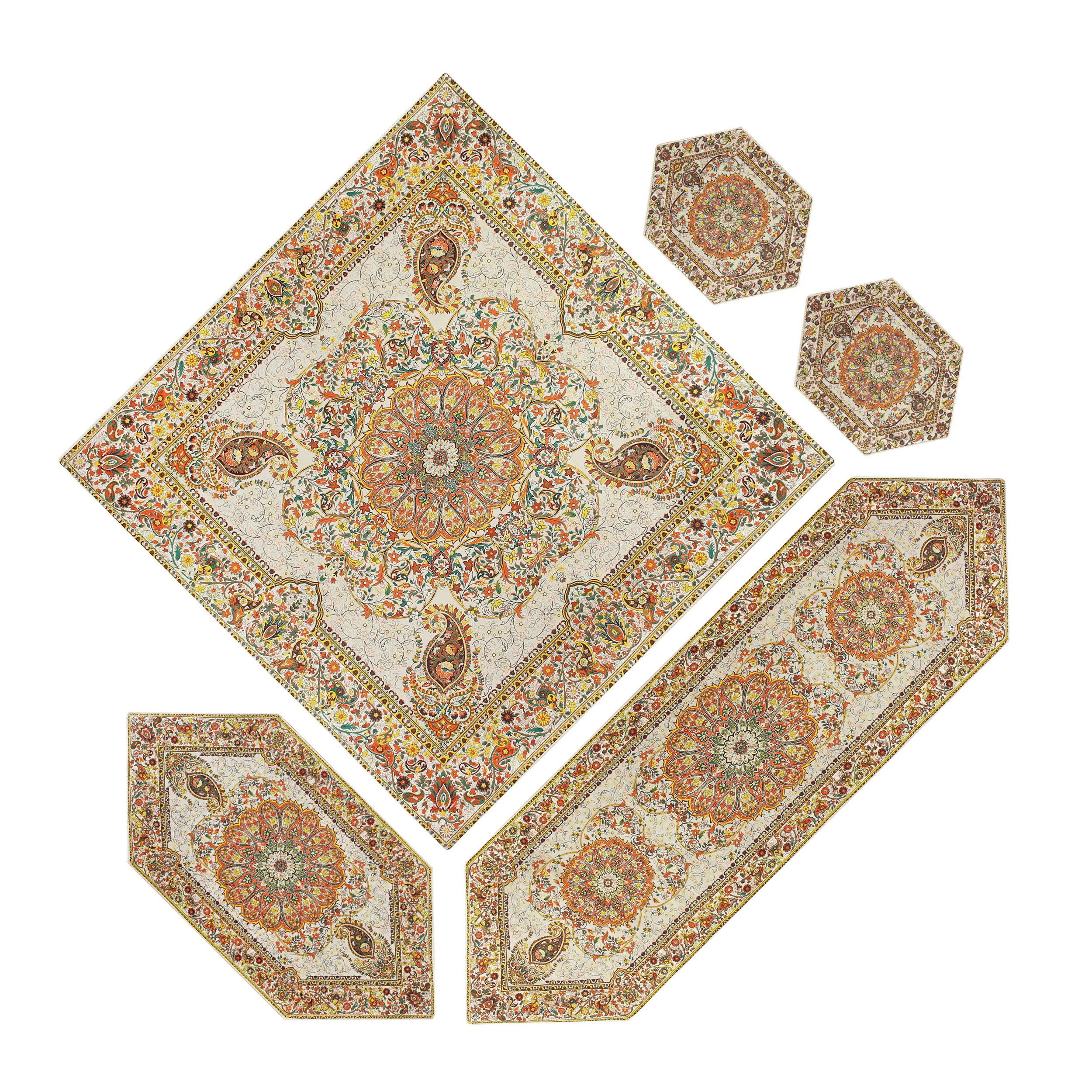ست ۵ تکه رومیزی ترمه مدل افشار کد afr-1007