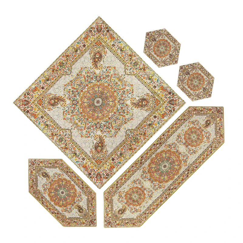 ست ۵ تکه رومیزی ترمه مدل افشار کد afr-1007