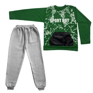 ست تیشرت آستین بلند و شلوار پسرانه مدل Sport Boy رنگ سبز