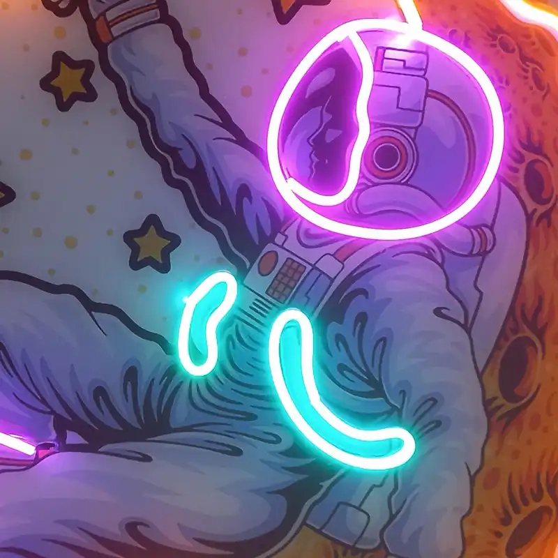 چراغ دیواری مدل نئون فضانورد و ماه