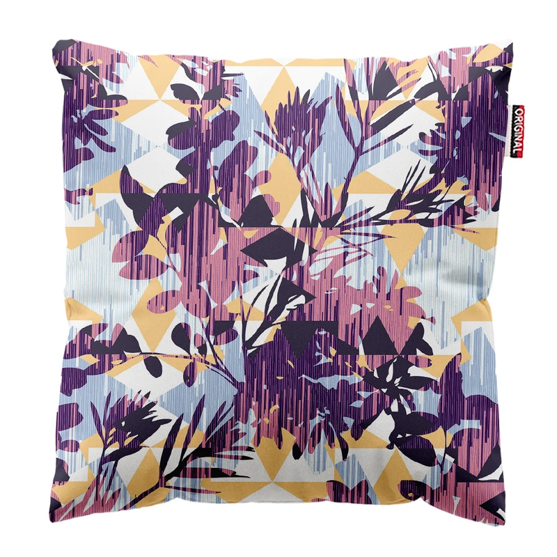 کوسن پاد آفرین مدل فانتزی طرح گل و برگ کد PK402126 سایز 40*40 سانتی متر