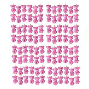 شمع دست ساز مدل استوانه ای طرح خرس تدی مجموعه 80 عددی