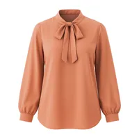 بلوز آستین بلند یقه کراواتی زنانه مدل پاپیونی