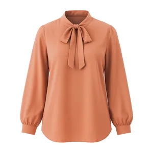 بلوز آستین بلند یقه کراواتی زنانه مدل پاپیونی
