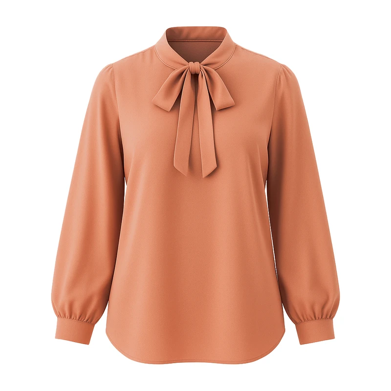 بلوز آستین بلند یقه کراواتی زنانه مدل پاپیونی