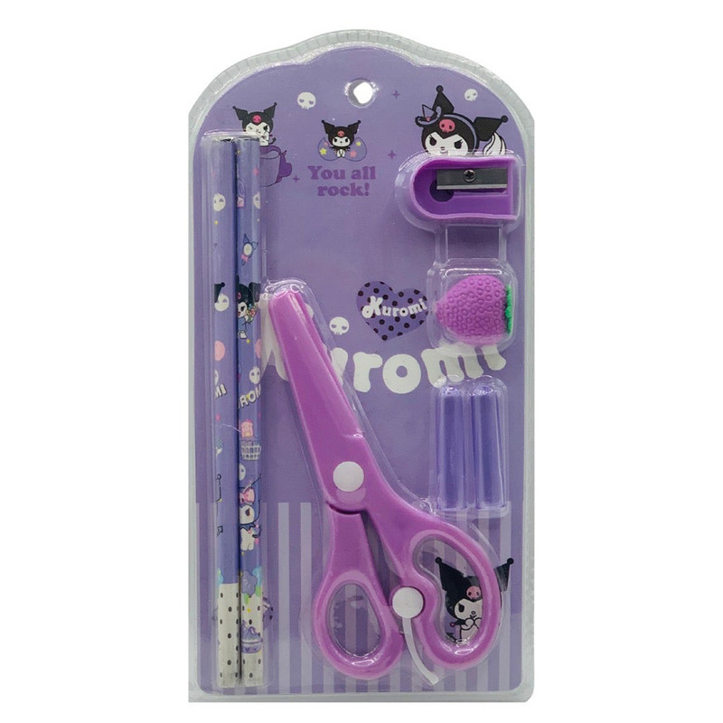 بسته لوازم تحریر مدل کرومی توت فرنگی کد 308  مجموعه 7 عددی