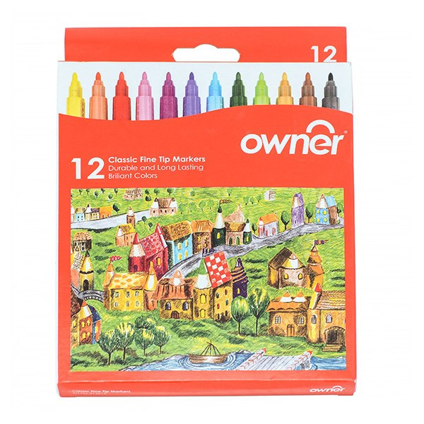 ماژیک رنگ آمیزی اونر مدل Classic Fine Tip 12 Colors - بسته 12 رنگ