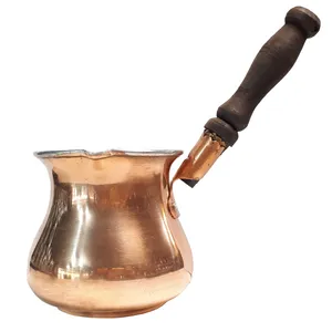قهوه جوش مسی سروش مدل3 Wooden Handle سایز بزرگ ضخیم