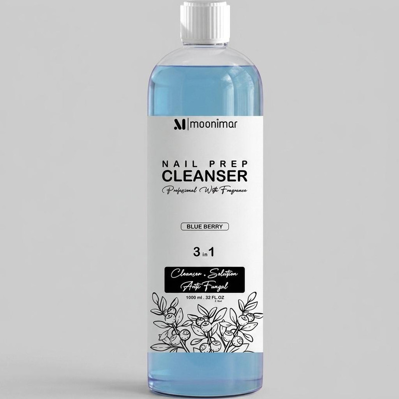 کلینزر کاشت ناخن مونیمار مدل Blue Berry حجم 1000 میلی لیتر
