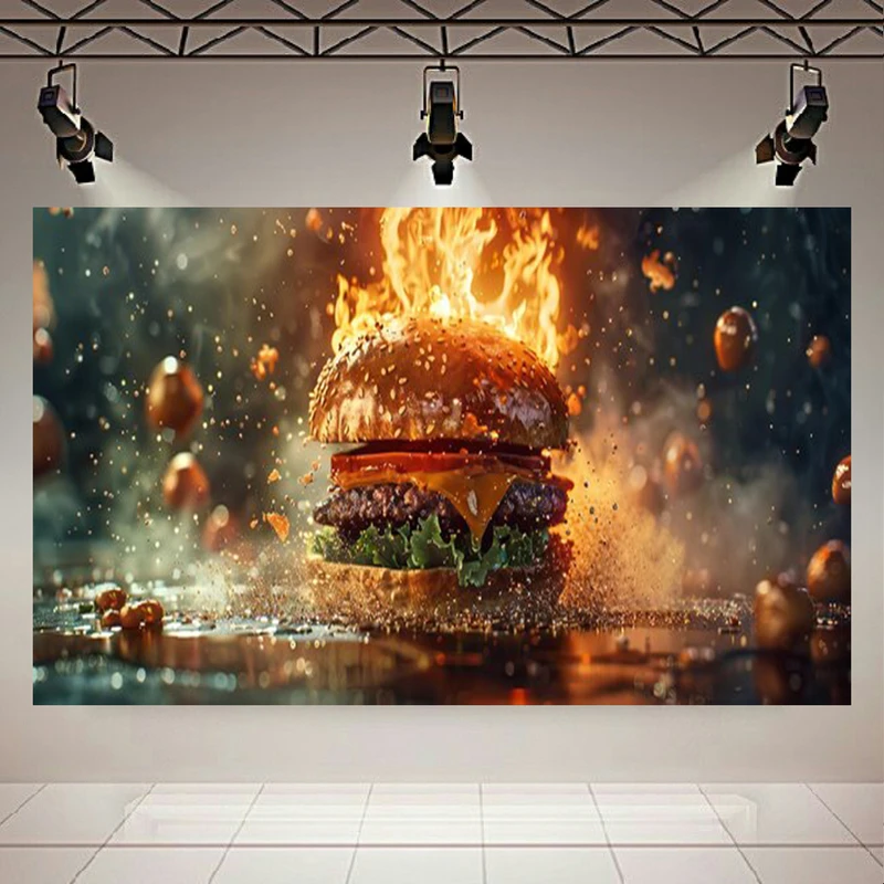 تابلو بوم طرح همبرگر مدل آتشین کد AR304509