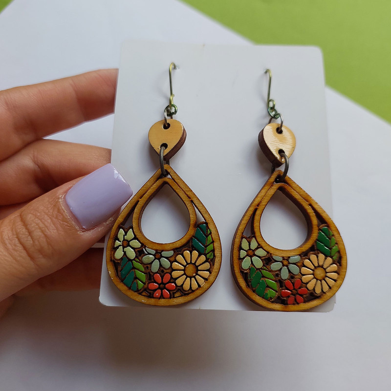 گوشواره زنانه مدل گل های بهاری طرح اشک کد EP028 گوشواره زنانه مدل گل های بهاری طرح اشک کد EP028