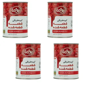 کنسرو گوجه فرنگی خرد شده روژین - 380 گرم بسته 4 عددی